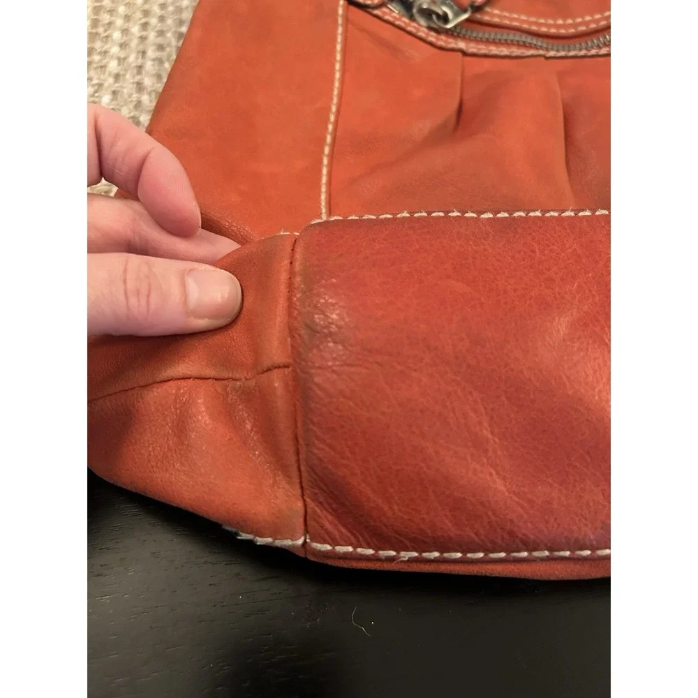 Vintage Fossil Burnt Orange Soft Leather Hobo Shoulder Bag Slouchy Purse 90's